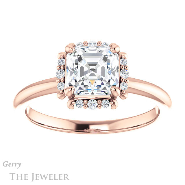 14k Rose Gold Asscher Cut Forever One Engagement Ring Setting #GTJ984-asscher-fo-r