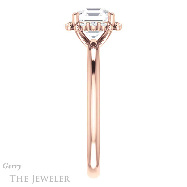 14k Rose Gold Asscher Cut Forever One Engagement Ring Setting #GTJ984-asscher-fo-r