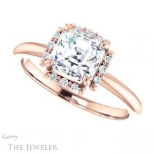 14k Rose Gold Asscher Cut Forever One Engagement Ring Setting #GTJ984-asscher-fo-r