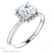 14k White Gold Asscher Cut Forever One Engagement Ring Setting #GTJ984-asscher-fo-w