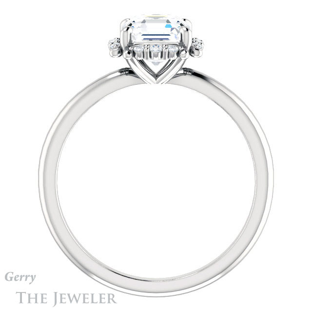14k White Gold Asscher Cut Forever One Engagement Ring Setting #GTJ984-asscher-fo-w