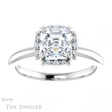 14k White Gold Asscher Cut Forever One Engagement Ring Setting #GTJ984-asscher-fo-w