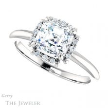 14k White Gold Asscher Cut Forever One Engagement Ring Setting #GTJ984-asscher-fo-w