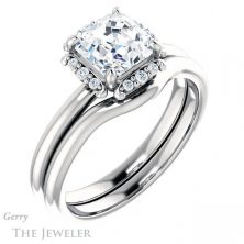 14k White Gold Asscher Cut Forever One Engagement Ring Setting #GTJ984-asscher-fo-w
