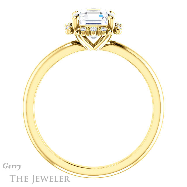14k Yellow Gold Asscher Cut Forever One Engagement Ring Setting #GTJ984-asscher-fo-y