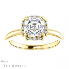 14k Yellow Gold Asscher Cut Forever One Engagement Ring Setting #GTJ984-asscher-fo-y