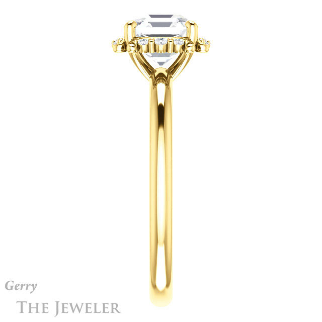 14k Yellow Gold Asscher Cut Forever One Engagement Ring Setting #GTJ984-asscher-fo-y