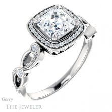 14k White Gold Asscher Cut Forever One Engagement Ring Setting #GTJ986-asscher-fo-w