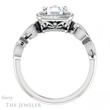 14k White Gold Asscher Cut Forever One Engagement Ring Setting #GTJ986-asscher-fo-w