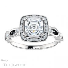 14k White Gold Asscher Cut Forever One Engagement Ring Setting #GTJ986-asscher-fo-w