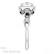 14k White Gold Asscher Cut Forever One Engagement Ring Setting #GTJ986-asscher-fo-w