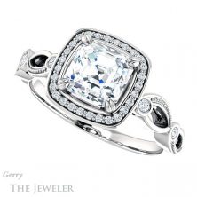 14k White Gold Asscher Cut Forever One Engagement Ring Setting #GTJ986-asscher-fo-w