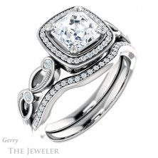 14k White Gold Asscher Cut Forever One Engagement Ring Setting #GTJ986-asscher-fo-w