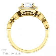 14k Yellow Gold Asscher Cut Forever One Engagement Ring Setting #GTJ986-asscher-fo-y 2 14k Yellow Gold Asscher Cut Forever One Engagement Ring Setting #GTJ986-asscher-fo-y