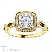14k Yellow Gold Asscher Cut Forever One Engagement Ring Setting #GTJ986-asscher-fo-y 1 14k Yellow Gold Asscher Cut Forever One Engagement Ring Setting #GTJ986-asscher-fo-y