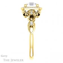 14k Yellow Gold Asscher Cut Forever One Engagement Ring Setting #GTJ986-asscher-fo-y 3 14k Yellow Gold Asscher Cut Forever One Engagement Ring Setting #GTJ986-asscher-fo-y