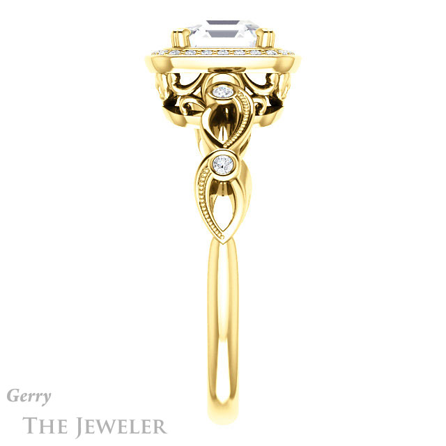 14k Yellow Gold Asscher Cut Forever One Engagement Ring Setting #GTJ986-asscher-fo-y 3 14k Yellow Gold Asscher Cut Forever One Engagement Ring Setting #GTJ986-asscher-fo-y