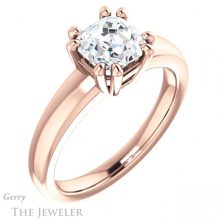 14k Rose Gold Asscher Cut Forever One Engagement Ring Setting #GTJ987-asscher-fo-r