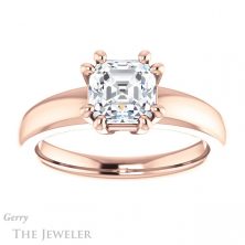 14k Rose Gold Asscher Cut Forever One Engagement Ring Setting #GTJ987-asscher-fo-r