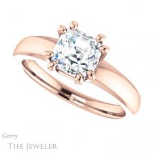 14k Rose Gold Asscher Cut Forever One Engagement Ring Setting #GTJ987-asscher-fo-r