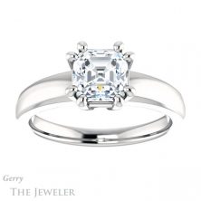 14k White Gold Asscher Cut Forever One Engagement Ring Setting #GTJ987-asscher-fo-w 1 14k White Gold Asscher Cut Forever One Engagement Ring Setting #GTJ987-asscher-fo-w