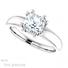 14k White Gold Asscher Cut Forever One Engagement Ring Setting #GTJ987-asscher-fo-w 5 14k White Gold Asscher Cut Forever One Engagement Ring Setting #GTJ987-asscher-fo-w