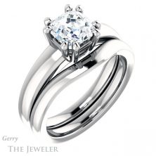 14k White Gold Asscher Cut Forever One Engagement Ring Setting #GTJ987-asscher-fo-w 6 14k White Gold Asscher Cut Forever One Engagement Ring Setting #GTJ987-asscher-fo-w