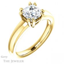 14k Yellow Gold Asscher Cut Forever One Engagement Ring Setting #GTJ987-asscher-fo-y