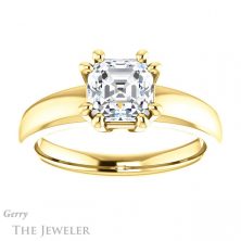 14k Yellow Gold Asscher Cut Forever One Engagement Ring Setting #GTJ987-asscher-fo-y