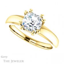 14k Yellow Gold Asscher Cut Forever One Engagement Ring Setting #GTJ987-asscher-fo-y