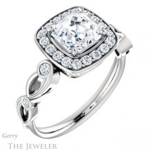 14k White Gold Asscher Cut Forever One Engagement Ring Setting #GTJ988-asscher-fo-w 4 14k White Gold Asscher Cut Forever One Engagement Ring Setting #GTJ988-asscher-fo-w
