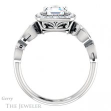 14k White Gold Asscher Cut Forever One Engagement Ring Setting #GTJ988-asscher-fo-w 2 14k White Gold Asscher Cut Forever One Engagement Ring Setting #GTJ988-asscher-fo-w