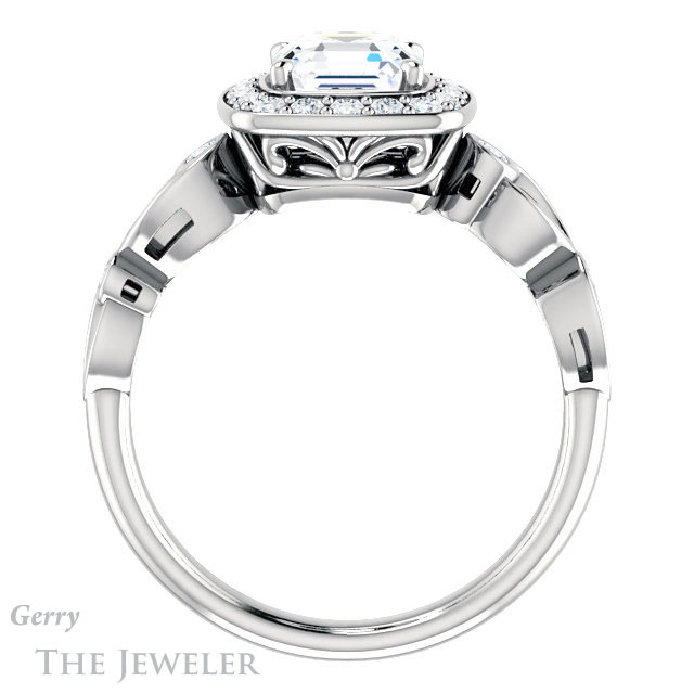 14k White Gold Asscher Cut Forever One Engagement Ring Setting #GTJ988-asscher-fo-w