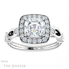 14k White Gold Asscher Cut Forever One Engagement Ring Setting #GTJ988-asscher-fo-w 1 14k White Gold Asscher Cut Forever One Engagement Ring Setting #GTJ988-asscher-fo-w