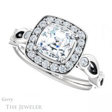 14k White Gold Asscher Cut Forever One Engagement Ring Setting #GTJ988-asscher-fo-w 5 14k White Gold Asscher Cut Forever One Engagement Ring Setting #GTJ988-asscher-fo-w