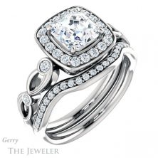 14k White Gold Asscher Cut Forever One Engagement Ring Setting #GTJ988-asscher-fo-w 6 14k White Gold Asscher Cut Forever One Engagement Ring Setting #GTJ988-asscher-fo-w