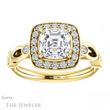 14k Yellow Gold Asscher Cut Forever One Engagement Ring Setting #GTJ988-asscher-fo-y 1 14k Yellow Gold Asscher Cut Forever One Engagement Ring Setting #GTJ988-asscher-fo-y