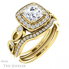 14k Yellow Gold Asscher Cut Forever One Engagement Ring Setting #GTJ988-asscher-fo-y 6 14k Yellow Gold Asscher Cut Forever One Engagement Ring Setting #GTJ988-asscher-fo-y