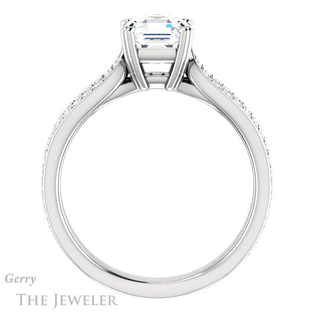14k White Gold Asscher Cut Forever One Engagement Ring Setting #GTJ991-asscher-fo-w
