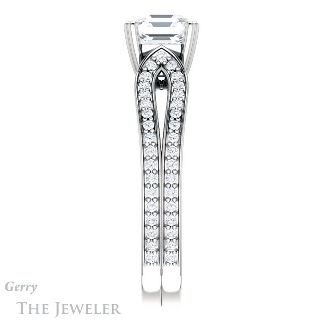 14k White Gold Asscher Cut Forever One Engagement Ring Setting #GTJ991-asscher-fo-w 3 14k White Gold Asscher Cut Forever One Engagement Ring Setting #GTJ991-asscher-fo-w