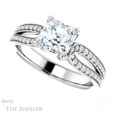 14k White Gold Asscher Cut Forever One Engagement Ring Setting #GTJ991-asscher-fo-w 5 14k White Gold Asscher Cut Forever One Engagement Ring Setting #GTJ991-asscher-fo-w
