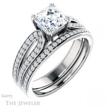 14k White Gold Asscher Cut Forever One Engagement Ring Setting #GTJ991-asscher-fo-w 6 14k White Gold Asscher Cut Forever One Engagement Ring Setting #GTJ991-asscher-fo-w