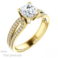 14k Yellow Gold Asscher Cut Forever One Engagement Ring Setting #GTJ991-asscher-fo-y 4 14k Yellow Gold Asscher Cut Forever One Engagement Ring Setting #GTJ991-asscher-fo-y