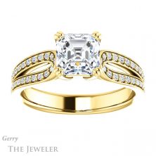 14k Yellow Gold Asscher Cut Forever One Engagement Ring Setting #GTJ991-asscher-fo-y 1 14k Yellow Gold Asscher Cut Forever One Engagement Ring Setting #GTJ991-asscher-fo-y