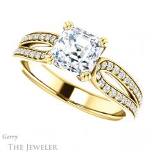 14k Yellow Gold Asscher Cut Forever One Engagement Ring Setting #GTJ991-asscher-fo-y 5 14k Yellow Gold Asscher Cut Forever One Engagement Ring Setting #GTJ991-asscher-fo-y