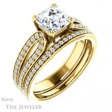 14k Yellow Gold Asscher Cut Forever One Engagement Ring Setting #GTJ991-asscher-fo-y 6 14k Yellow Gold Asscher Cut Forever One Engagement Ring Setting #GTJ991-asscher-fo-y