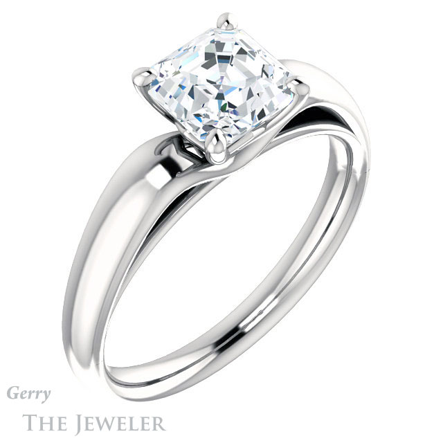 14k White Gold Asscher Cut Forever One Engagement Ring Setting #GTJ993-asscher-fo-w 4 14k White Gold Asscher Cut Forever One Engagement Ring Setting #GTJ993-asscher-fo-w