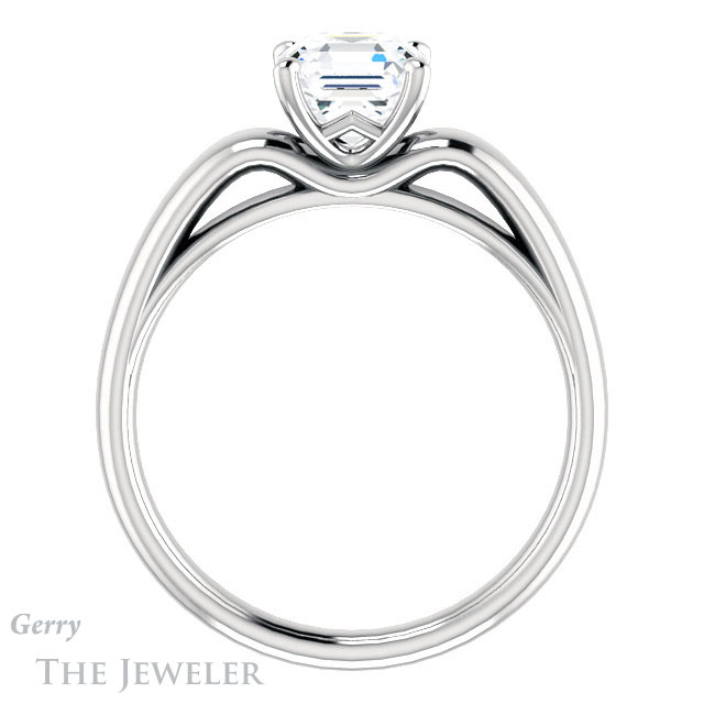 14k White Gold Asscher Cut Forever One Engagement Ring Setting #GTJ993-asscher-fo-w