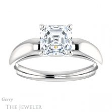 14k White Gold Asscher Cut Forever One Engagement Ring Setting #GTJ993-asscher-fo-w 1 14k White Gold Asscher Cut Forever One Engagement Ring Setting #GTJ993-asscher-fo-w