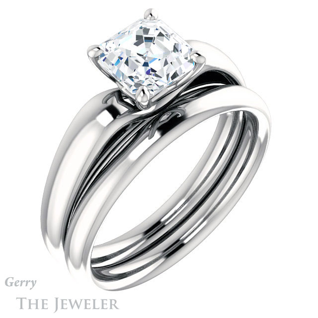 14k White Gold Asscher Cut Forever One Engagement Ring Setting #GTJ993-asscher-fo-w 6 14k White Gold Asscher Cut Forever One Engagement Ring Setting #GTJ993-asscher-fo-w